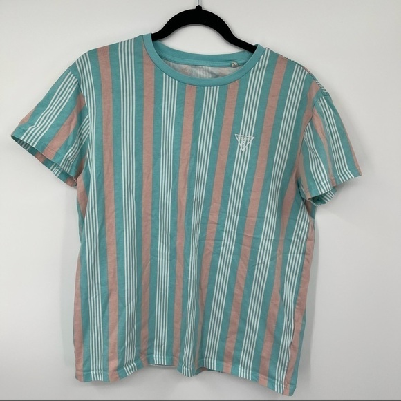 GUESS Mens Pastel striped T-Shirt with Logo size: small - Picture 1 of 7